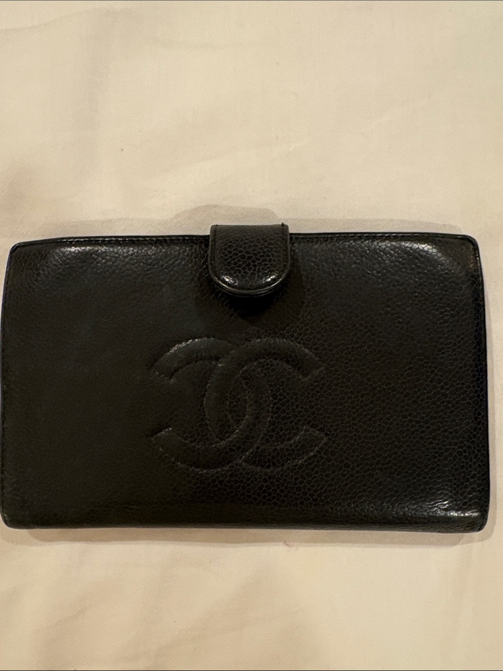 CHANEL Black Quilted CC Logo Leather Clutch